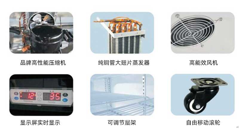 志翔領(lǐng)馭藥品陰涼柜冷藏柜配備品牌高性能壓縮機(jī)、純銅管大翅片蒸發(fā)器、高能效風(fēng)機(jī)、超大顯示屏、可調(diào)式層架、自由移動(dòng)滾輪。